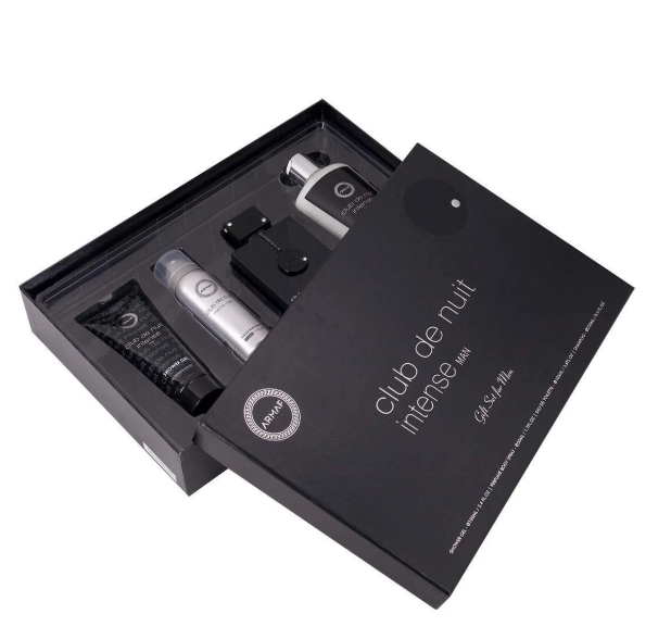Open Armaf Club de Nuit Intense Man gift set box with four products
