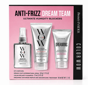 Color Wow Anti-Frizz Dream Team Ultimate Humidity-Blockers 3 Piece Set by Sephora Beauty Insider — three Color Wow hair products in pink-and-black gift box