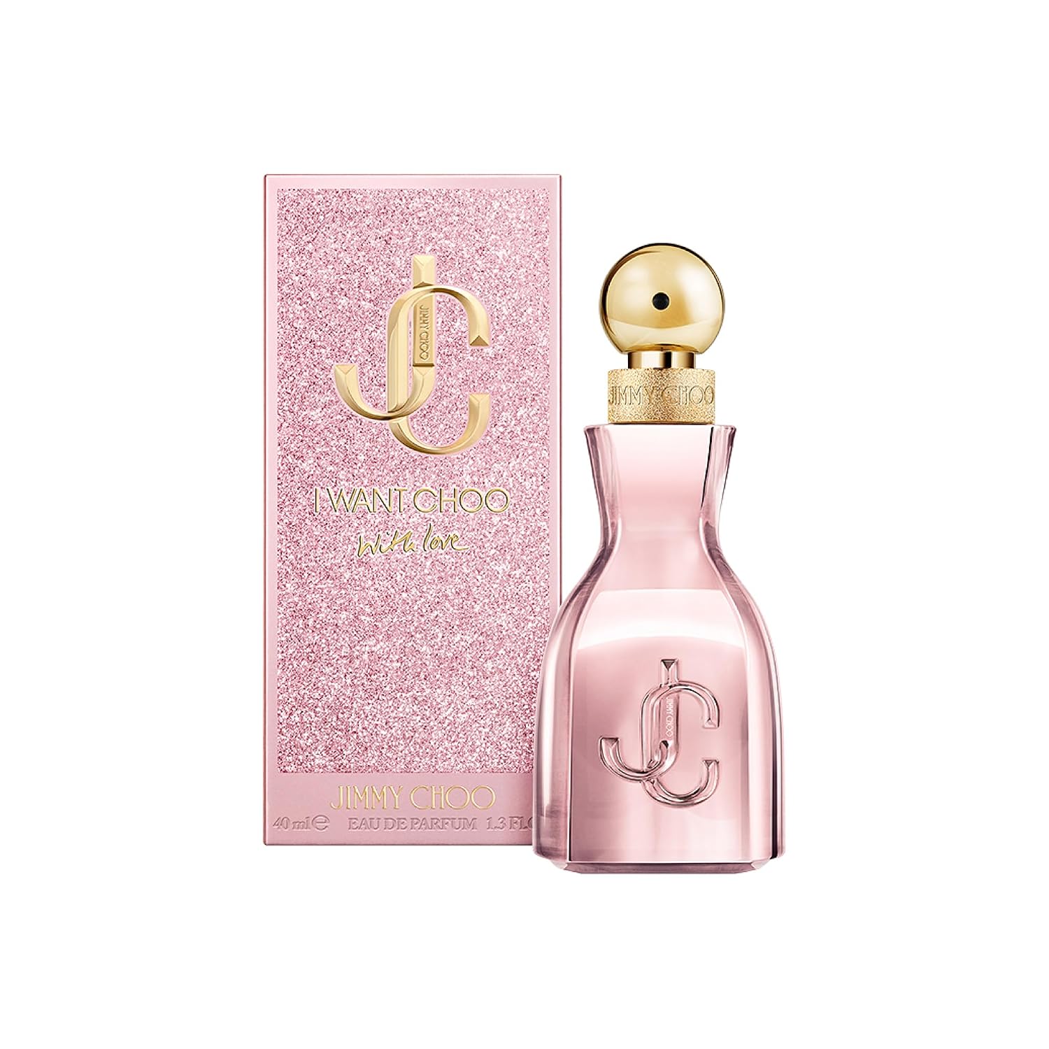 I Want Choo With Love by Jimmy Choo pink fragrance bottle with glitter retail box