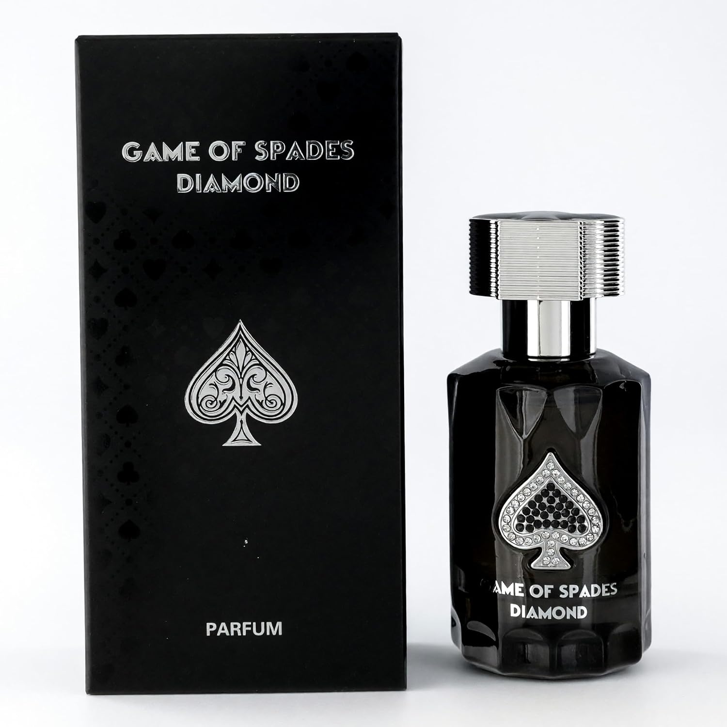 Jo Milano Game of Spades Diamond black perfume bottle with matching box