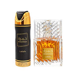 Khamrah by Lattafa 2pc Gift Set Including 3.4oz Eau De Parfum And 6.67oz Perfumed Spray