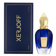 Torino 22 By Xerjoff — blue faceted fragrance bottle with gold pointed cap and blue box