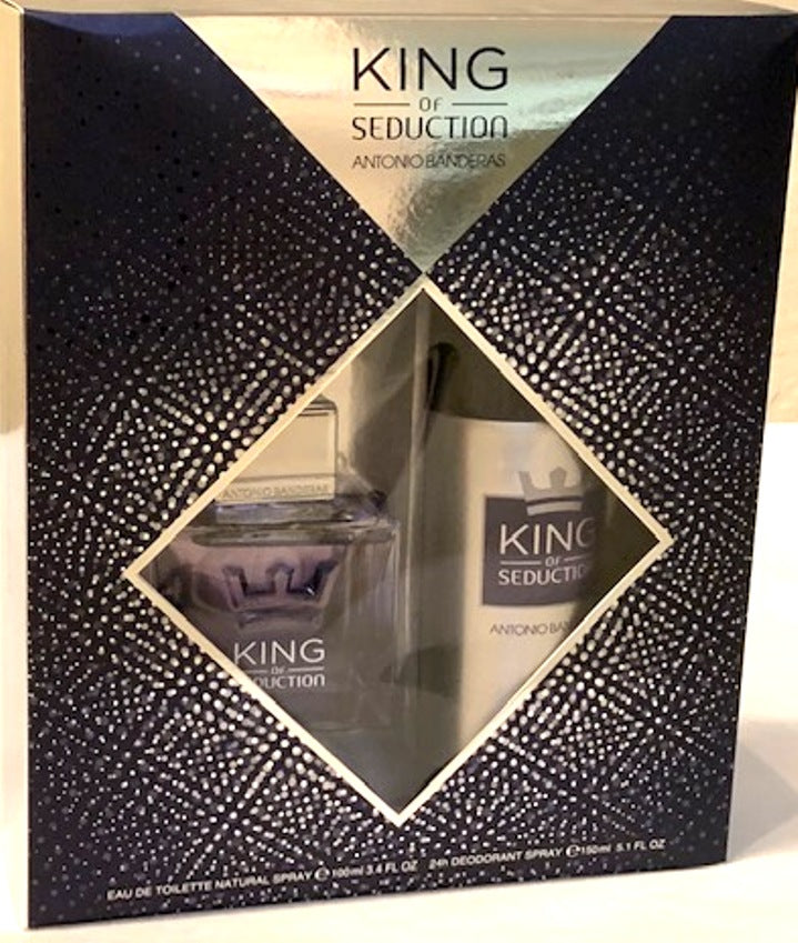 King Of Seduction By Antonio Banderas 3.4oz Eau De Toilette Spray 2 Pieces Set For Men - Scent In The City - Gift Set